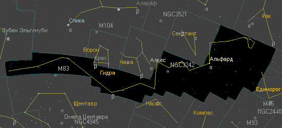 Звездная карта созвездия Гидра